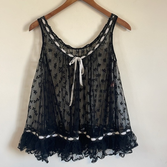 Y2K Agent Provocateur Nightie Alt SM Black Lace Romantic Bow Intimate Lingerie - Picture 4 of 16